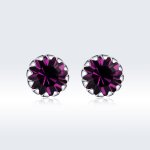 Pandora Style Silver Stud Earrings, Birthstone February - SCE862-2