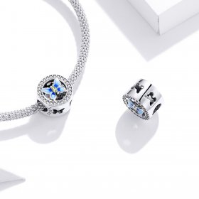 Pandora Style Silver Charm, Colorful Butterfly, Blue Enamel - SCC1682