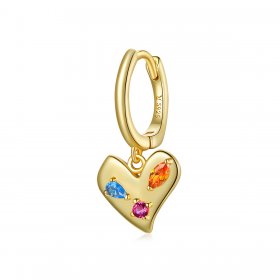 Pandora Style 18ct Gold Plated Single Dangle Earring, Colorful Heart - SCE1063