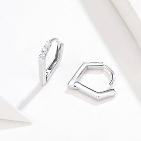 Pandora Style Silver Hoop Earrings, Geometry - BSE162