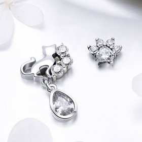 Silver Cat Companionship Stud Earrings - PANDORA Style - SCE424