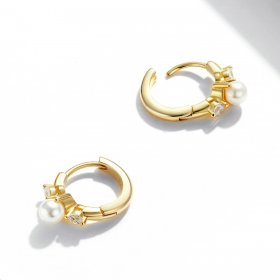 PANDORA Style Bead Zircon Hoop Earrings - SCE1254