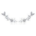 Pandora Style Silver Stud Earrings, Cat & Butterflies - SCE961