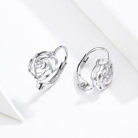 Pandora Style Silver Hoop Earrings, Rose - SCE745