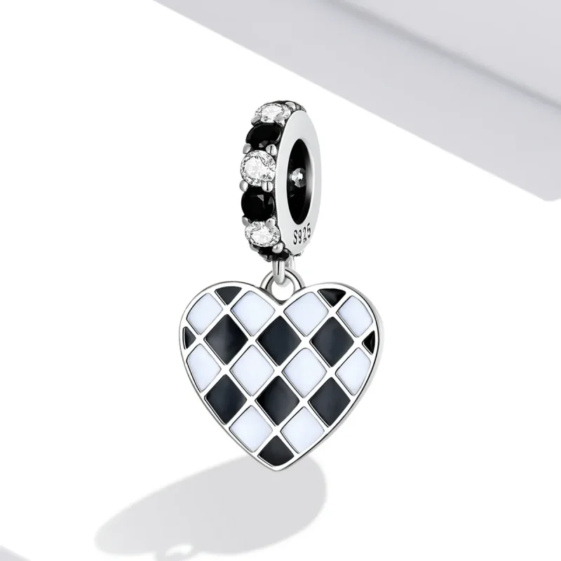 (image for) PANDORA Style Black and White Grid Love Dangle Charm - SCC2178 - View 2