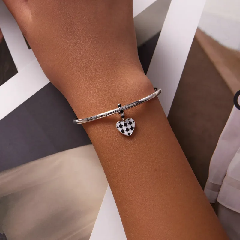 (image for) PANDORA Style Black and White Grid Love Dangle Charm - SCC2178 - View 5