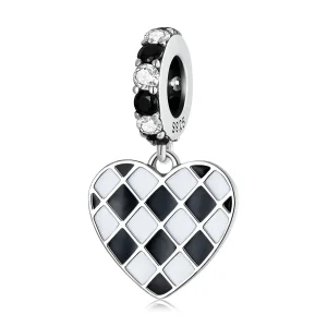 (image for) PANDORA Style Black and White Grid Love Dangle Charm - SCC2178