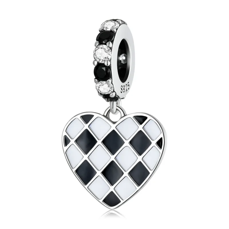 (image for) PANDORA Style Black and White Grid Love Dangle Charm - SCC2178 - Product Image