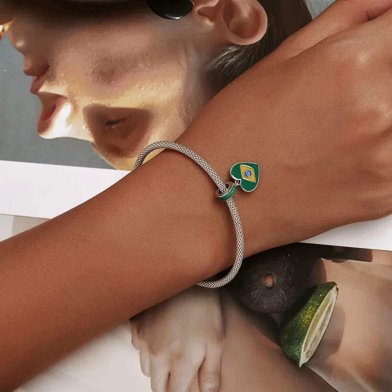 (image for) PANDORA Style Brazil Flag With Love Heart Dangle Charm - SCC2084 - View 5