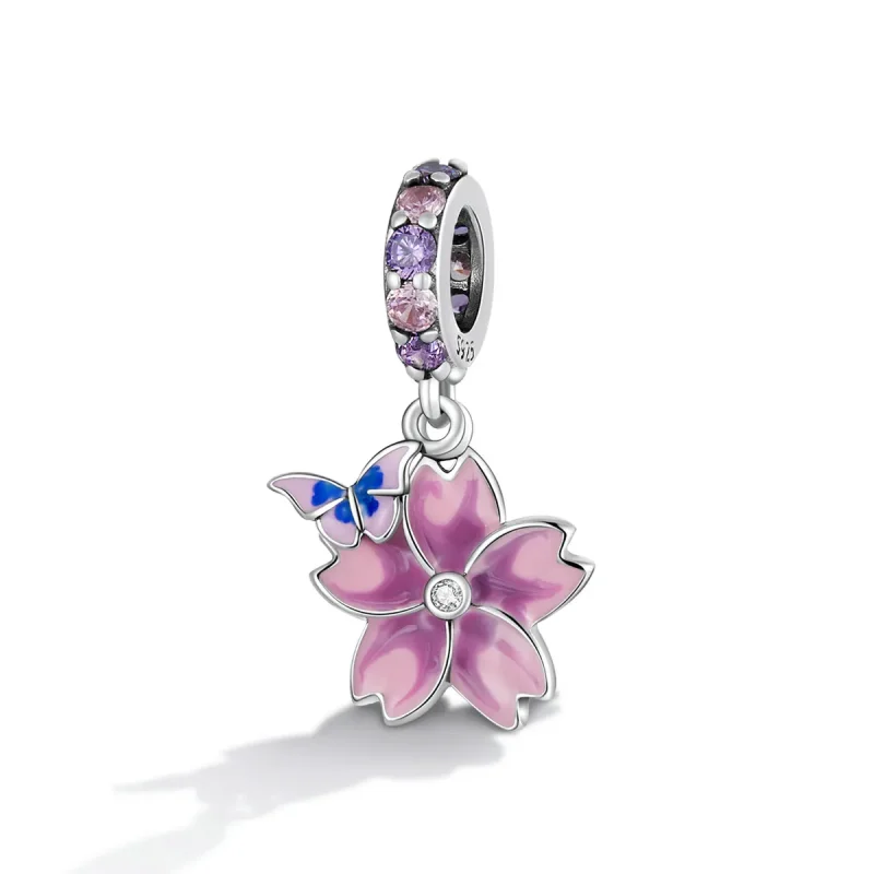 (image for) PANDORA Style Butterflies and Flowers Dangle Charm - SCC2185 - View 2