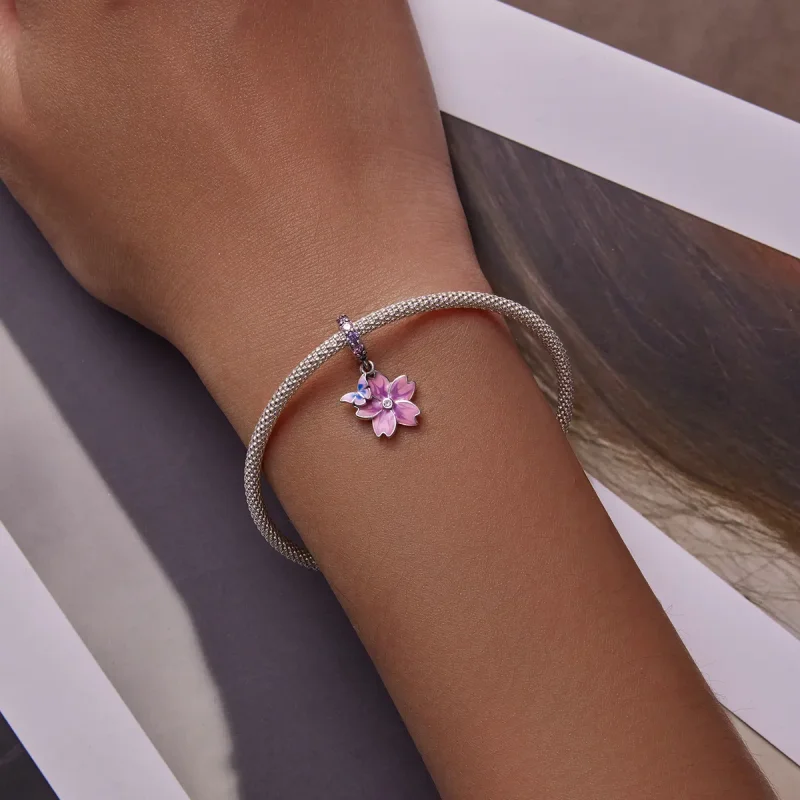 (image for) PANDORA Style Butterflies and Flowers Dangle Charm - SCC2185 - View 5