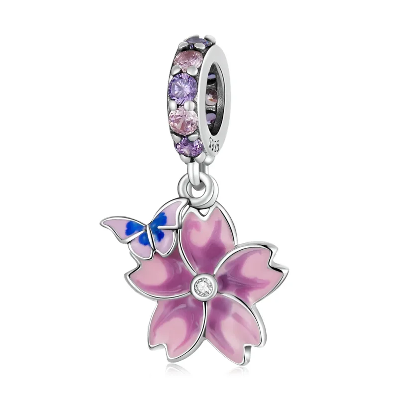 (image for) PANDORA Style Butterflies and Flowers Dangle Charm - SCC2185 - Product Image