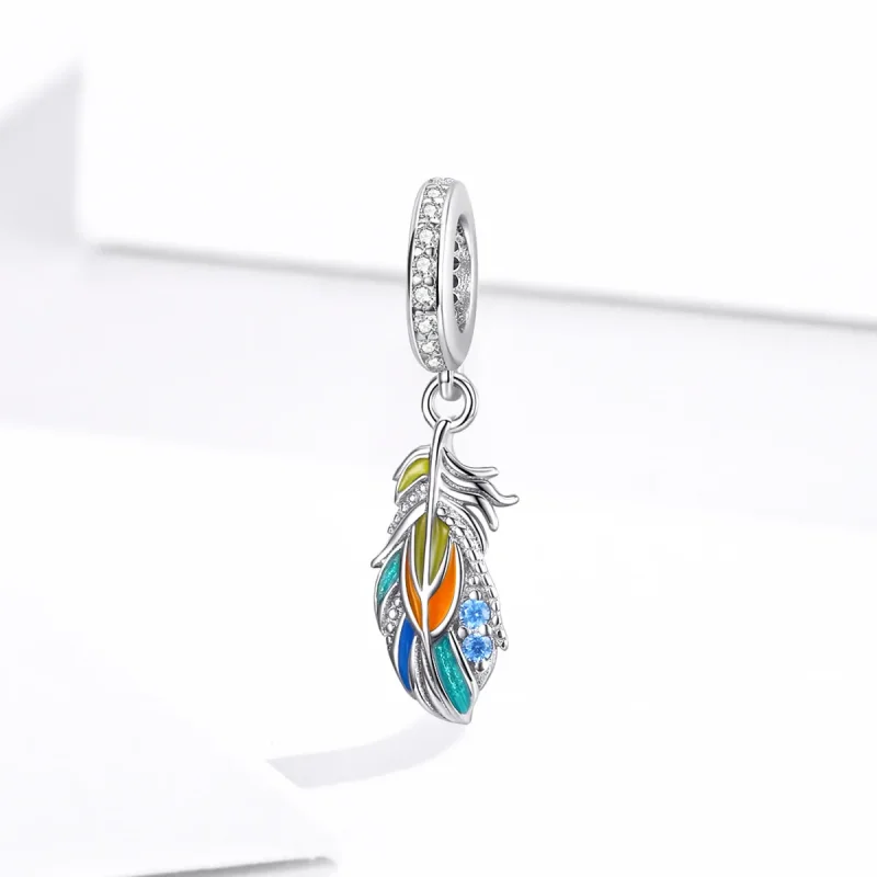 (image for) PANDORA Style Colorful Feathers Dangle Charm - BSC304 - View 2