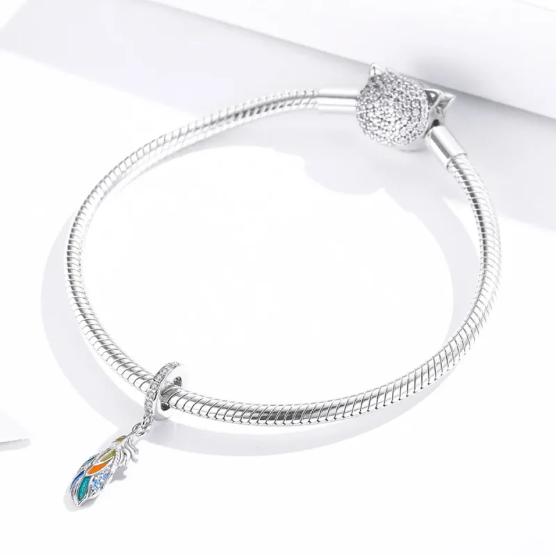 (image for) PANDORA Style Colorful Feathers Dangle Charm - BSC304 - View 3