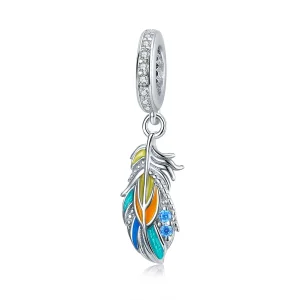 (image for) PANDORA Style Colorful Feathers Dangle Charm - BSC304
