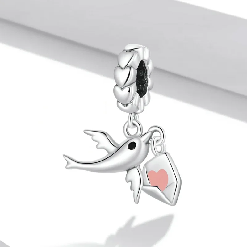 (image for) PANDORA Style Flying Pigeon Love Letter Dangle Charm - BSC573 - View 2