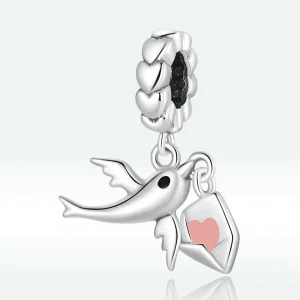 (image for) PANDORA Style Flying Pigeon Love Letter Dangle Charm - BSC573