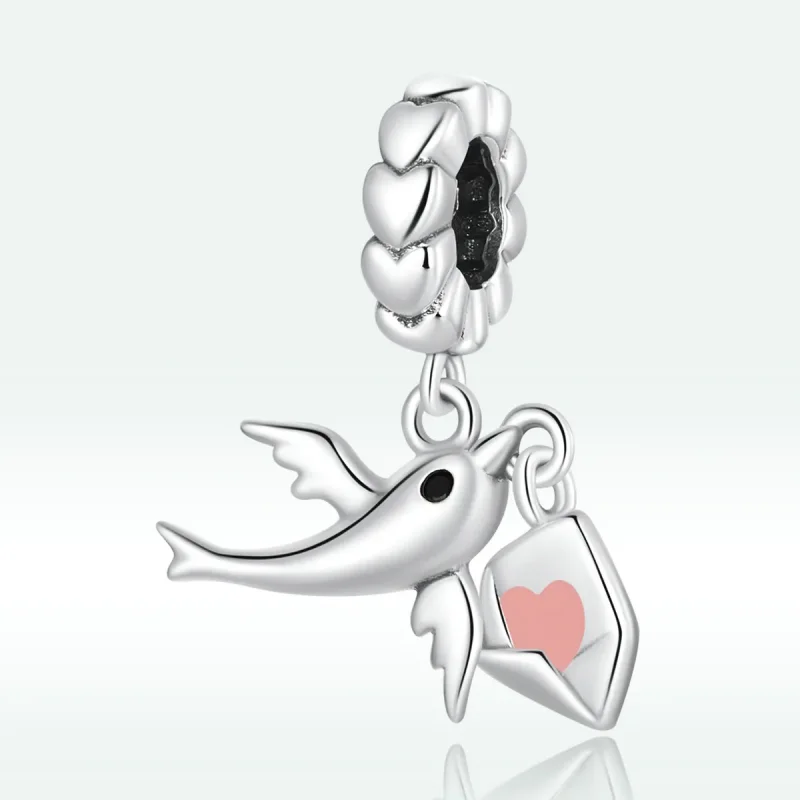 (image for) PANDORA Style Flying Pigeon Love Letter Dangle Charm - BSC573 - Product Image