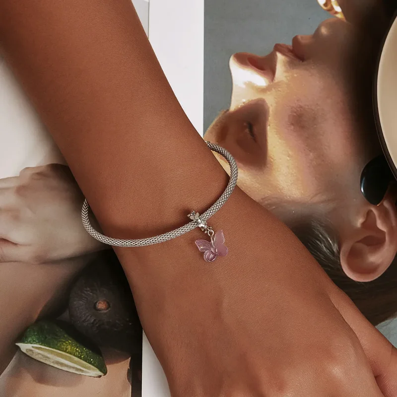 (image for) PANDORA Style Glass Butterfly Dangle Charm - SCC2087 - View 6