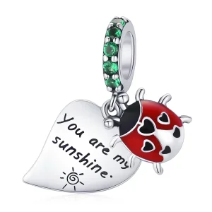 (image for) PANDORA Style Ladybug With Leaves Dangle Charm - BSC492
