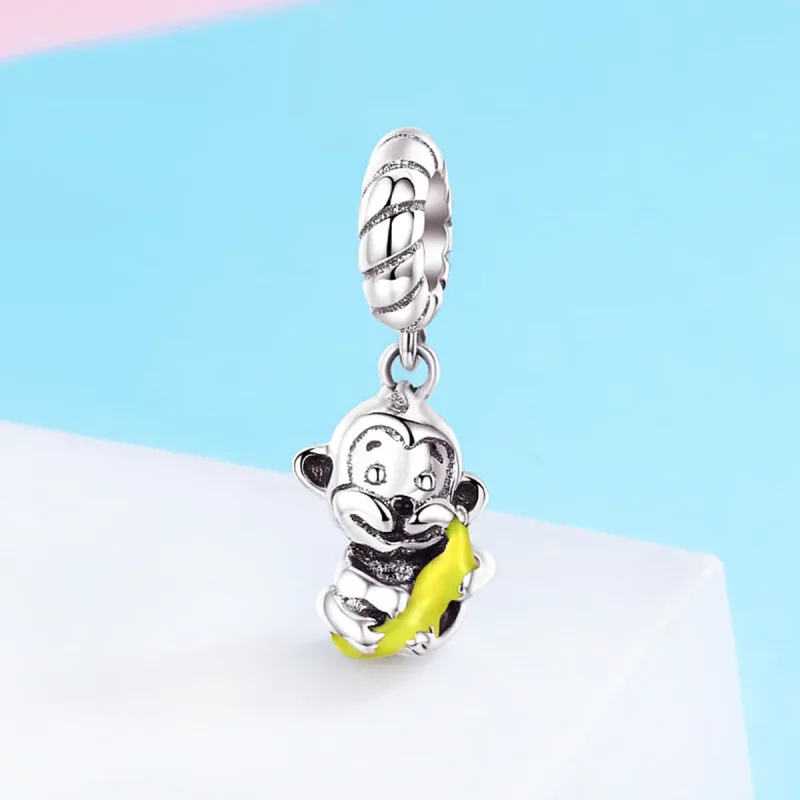 (image for) PANDORA Style Monkey Holding Banana Dangle Charm - SCC520 - View 3