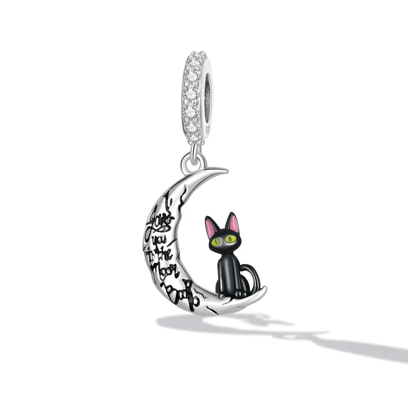 (image for) PANDORA Style Moon Black Cat Dangle Charm - SCC2218 - View 2