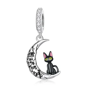 (image for) PANDORA Style Moon Black Cat Dangle Charm - SCC2218