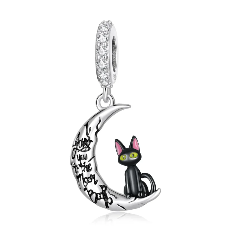 (image for) PANDORA Style Moon Black Cat Dangle Charm - SCC2218 - Product Image