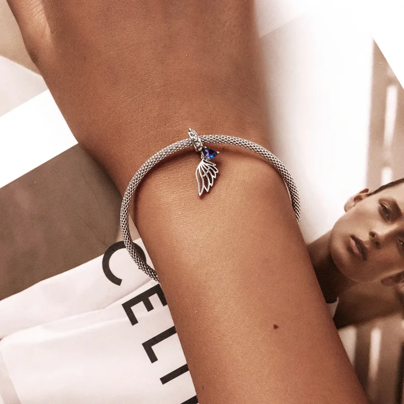 (image for) PANDORA Style Openwork Out Wings Dangle Charm - SCC2071 - View 5