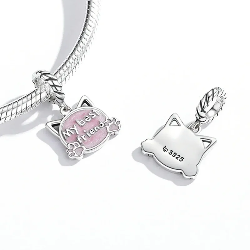 (image for) PANDORA Style Pink Cat Dangle Charm - BSC519 - View 4