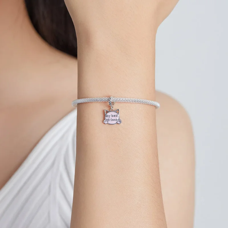 (image for) PANDORA Style Pink Cat Dangle Charm - BSC519 - View 5