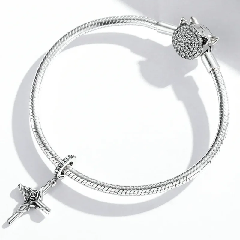 (image for) PANDORA Style Rose Cross Dangle Charm - BSC526 - View 4