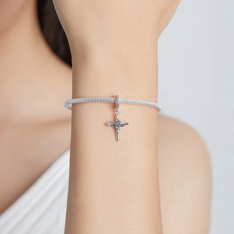 (image for) PANDORA Style Rose Cross Dangle Charm - BSC526 - View 5