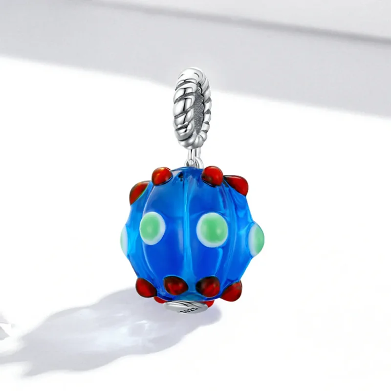 (image for) PANDORA Style Royal Blue Glass Beads Dangle Charm - SCC1968 - View 2
