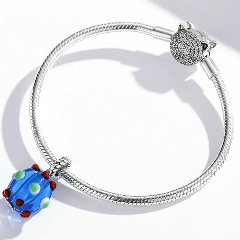 (image for) PANDORA Style Royal Blue Glass Beads Dangle Charm - SCC1968 - View 3