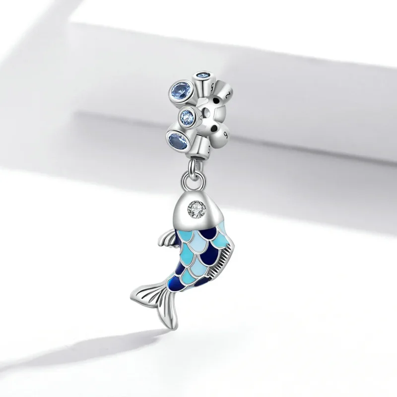 (image for) PANDORA Style Small Fish Spit Bubbles Dangle Charm - SCC2049 - View 2
