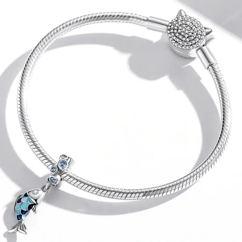 (image for) PANDORA Style Small Fish Spit Bubbles Dangle Charm - SCC2049 - View 3