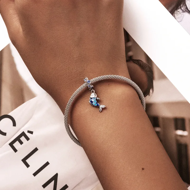 (image for) PANDORA Style Small Fish Spit Bubbles Dangle Charm - SCC2049 - View 5