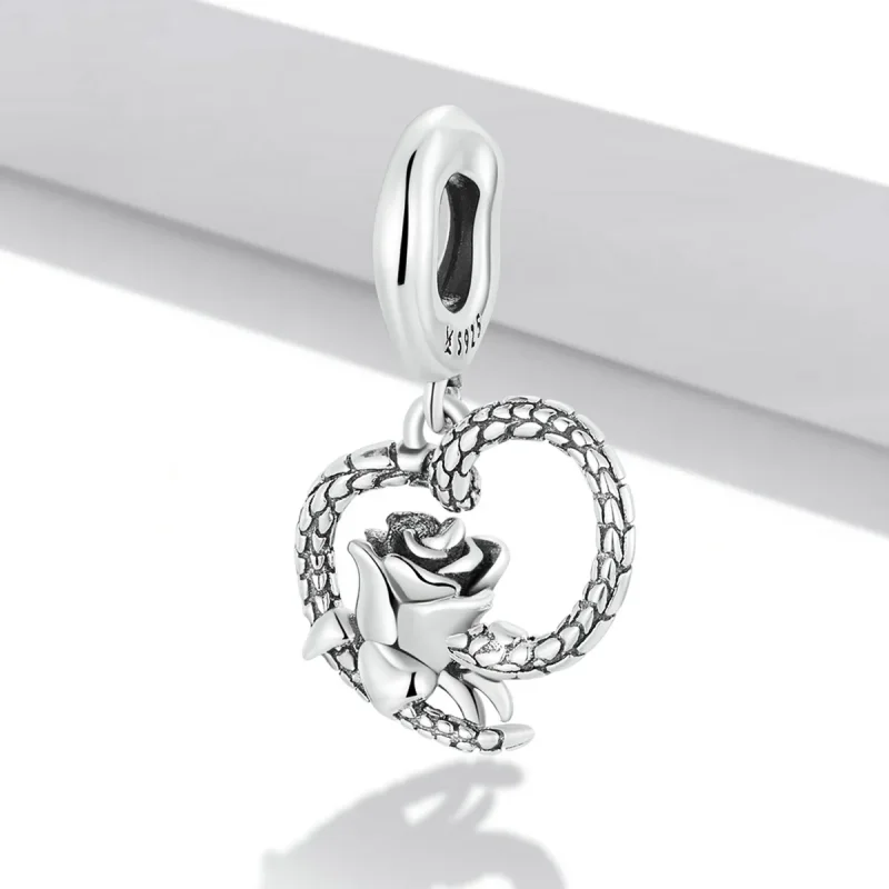(image for) PANDORA Style Snake and Rose Heart Dangle Charm - SCC2134 - View 2
