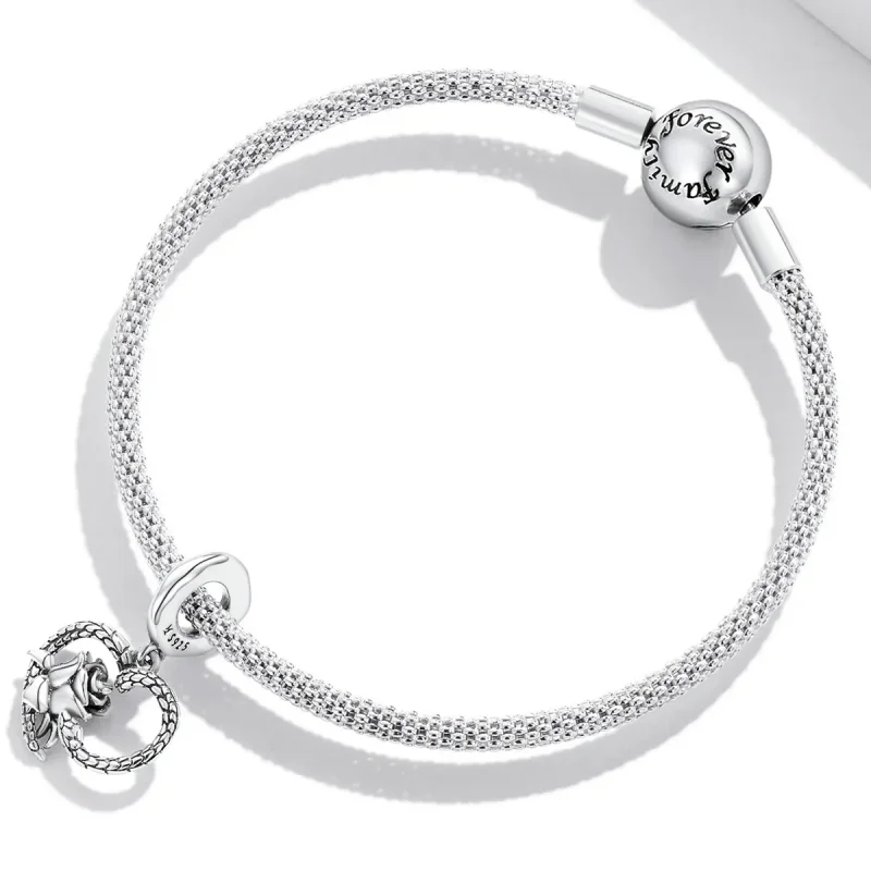 (image for) PANDORA Style Snake and Rose Heart Dangle Charm - SCC2134 - View 3