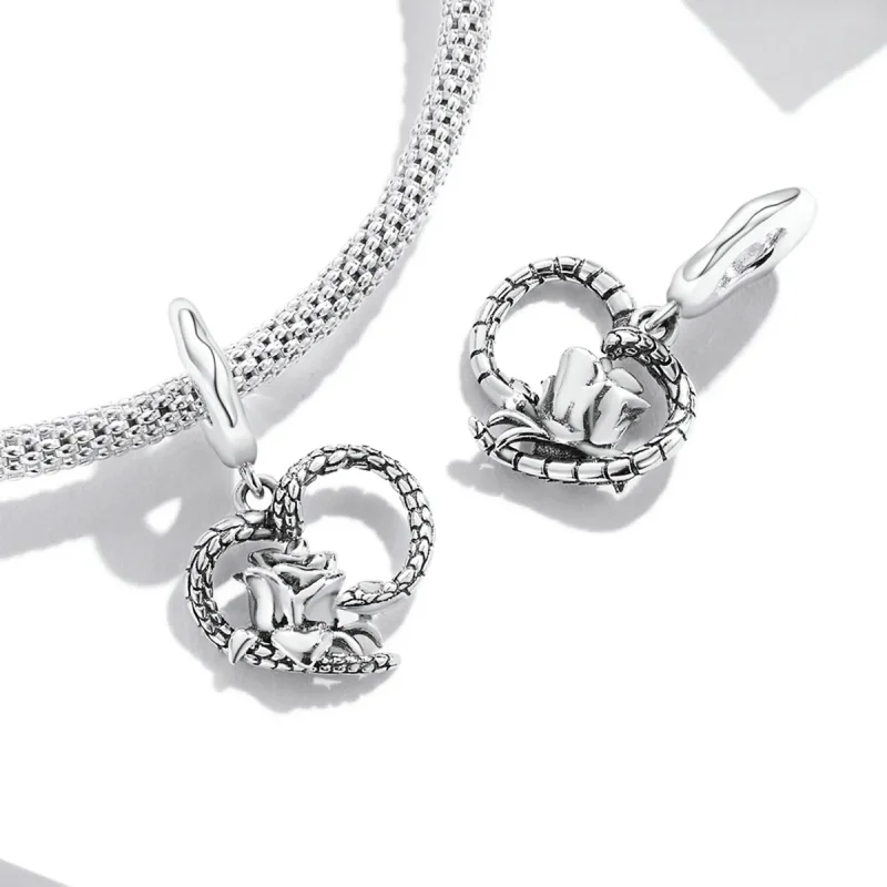 (image for) PANDORA Style Snake and Rose Heart Dangle Charm - SCC2134 - View 4