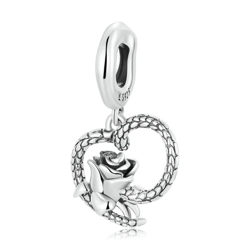 (image for) PANDORA Style Snake and Rose Heart Dangle Charm - SCC2134 - Product Image