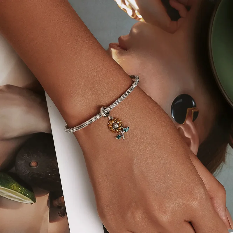 (image for) PANDORA Style Sunflower Dangle Charm - SCC2079 - View 6