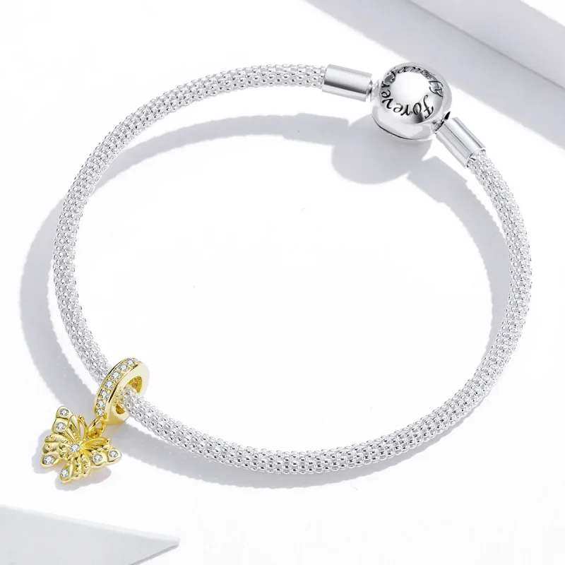 (image for) Pandora Style Dangle Charm, Golden Butterfly - BSC248 - View 3