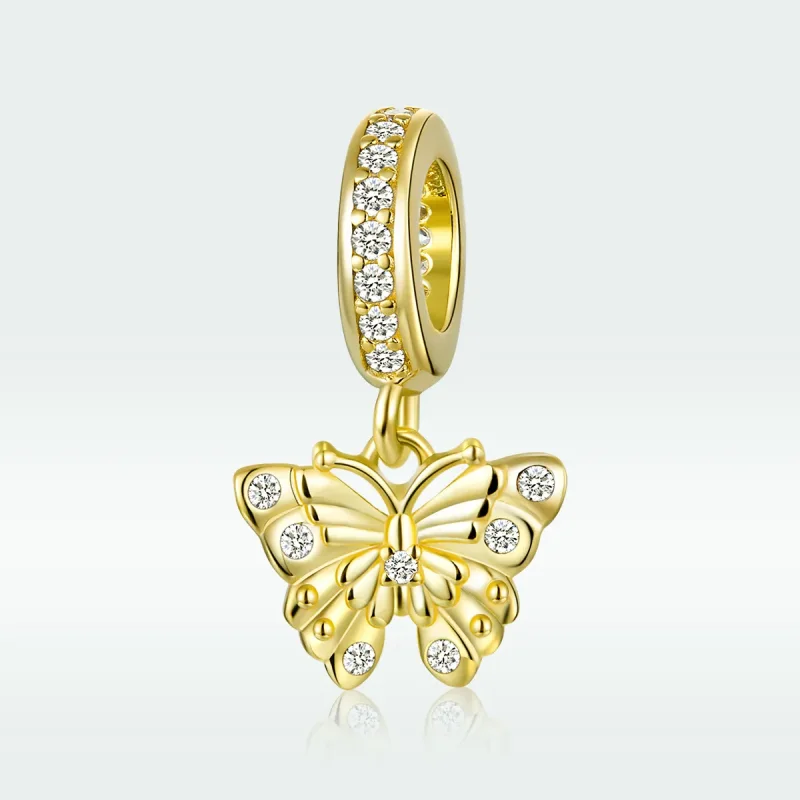 (image for) Pandora Style Dangle Charm, Golden Butterfly - BSC248 - View 5