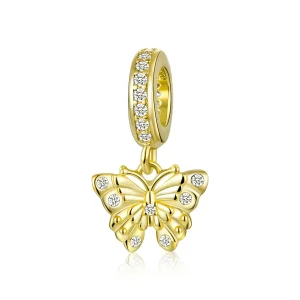 (image for) Pandora Style Dangle Charm, Golden Butterfly - BSC248