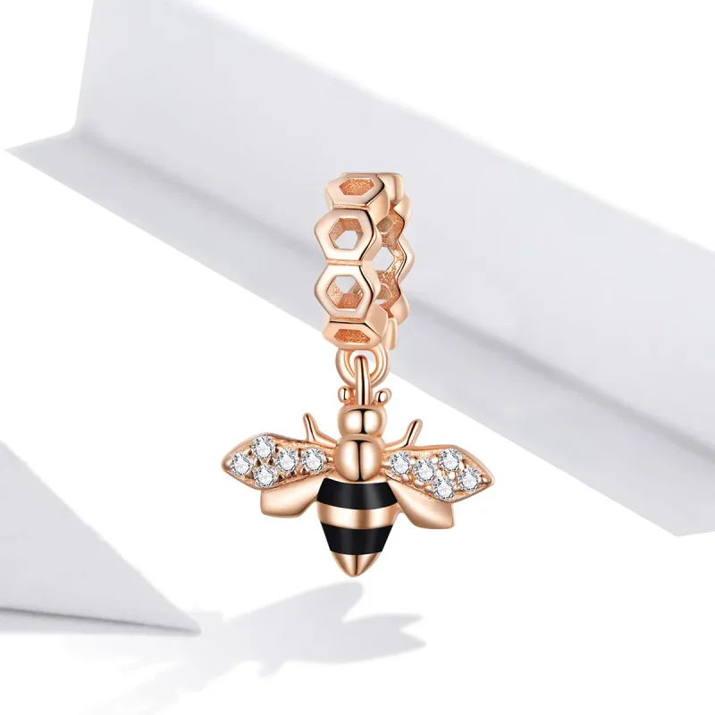 (image for) Pandora Style Rose Gold Dangle Charm, Little Bee - BSC370 - View 2