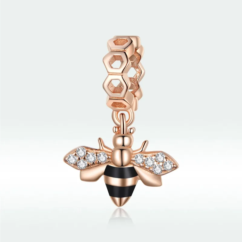(image for) Pandora Style Rose Gold Dangle Charm, Little Bee - BSC370 - View 5