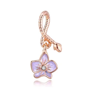 (image for) Pandora Style Rose Gold Dangle Charm, Orchid - BSC287