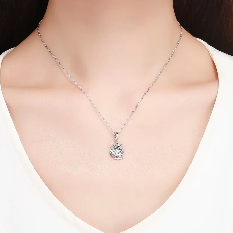 (image for) Pandora Style Silver Bangle Charm, A Budding Owl - SCC949 - View 5